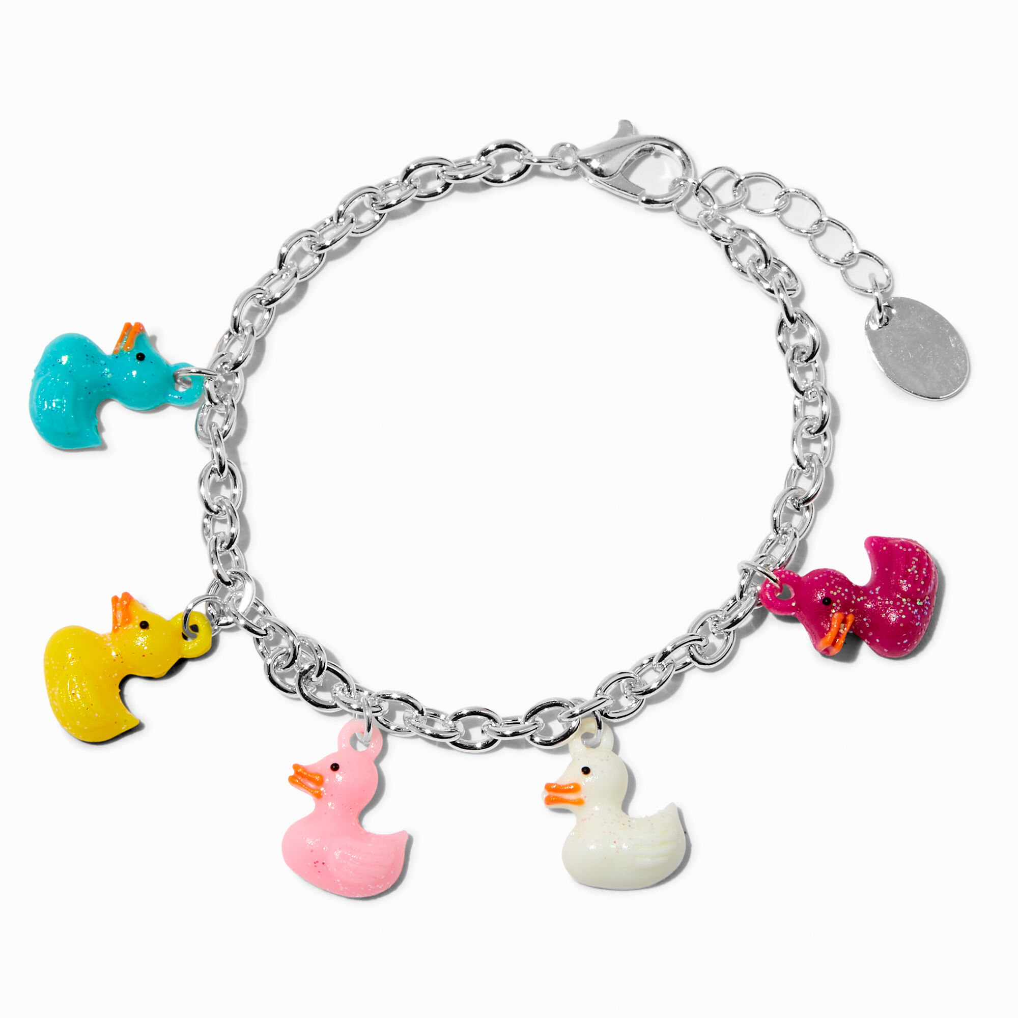 View Claires Glow In The Dark Rubber Duck Charm Bracelet Silver information