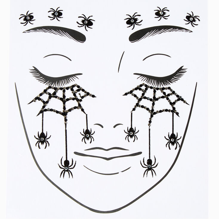 Crystal Spiders &amp; Webs Face Stickers,
