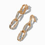 Gold-tone Embellished Link Clip-On Drop Earrings,