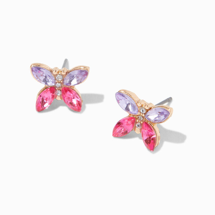 Pink &amp; Purple Butterfly Stud Earrings,