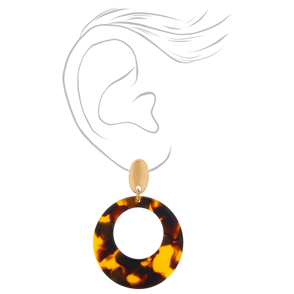 2" Resin Tortoiseshell Drop Earrings - Brown,