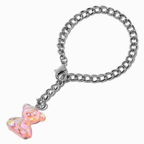 Pink Iridescent Bear Handle Charm,