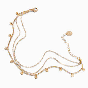 Gold-tone Disc Multi-Strand Chain Anklet,