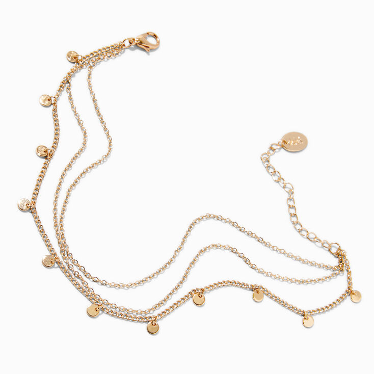 Gold-tone Disc Multi-Strand Chain Anklet,