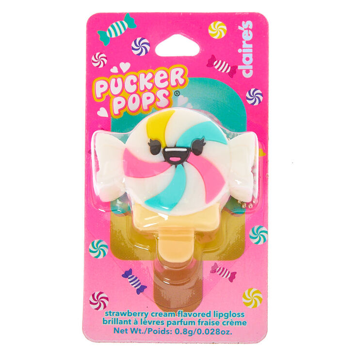 Gloss bonbon dur Pucker Pops&reg; - Cr&egrave;me &agrave; la fraise,