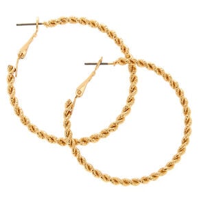 50MM Gold-tone Tone Textured Twist Hoop Earrings,