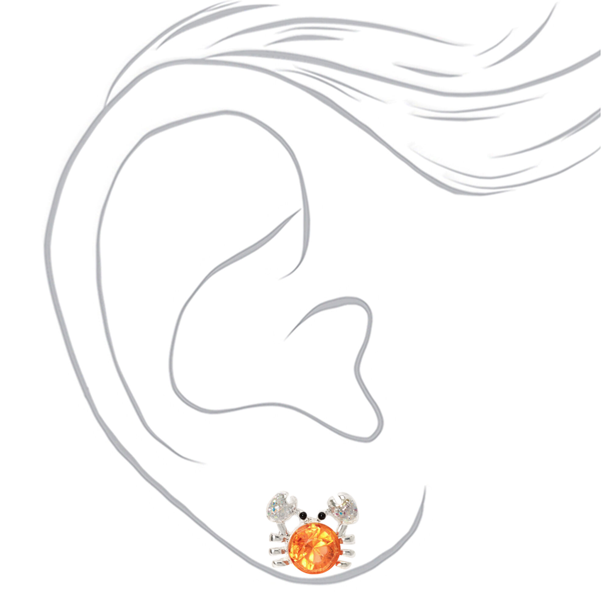 Silver Stone Crab Stud Earrings - Coral,