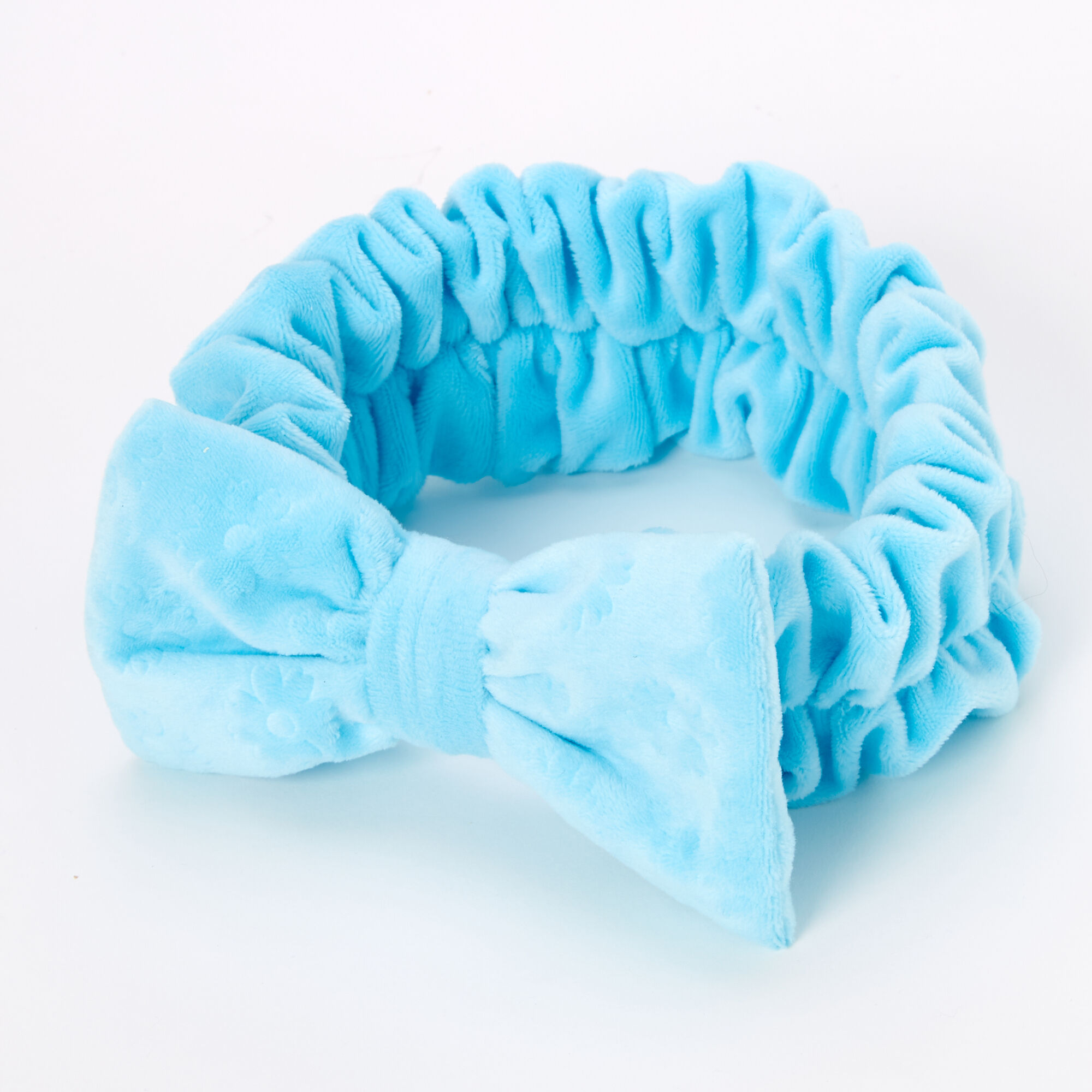 Claire's Bandeau à nœud en peluche bleu maquillage