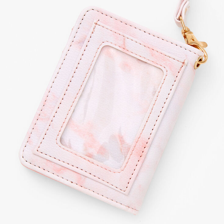 Pink Marble Wallet with Lanyard,