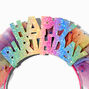 Claire&#39;s Club Rainbow Happy Birthday Glitter Tulle Headband,