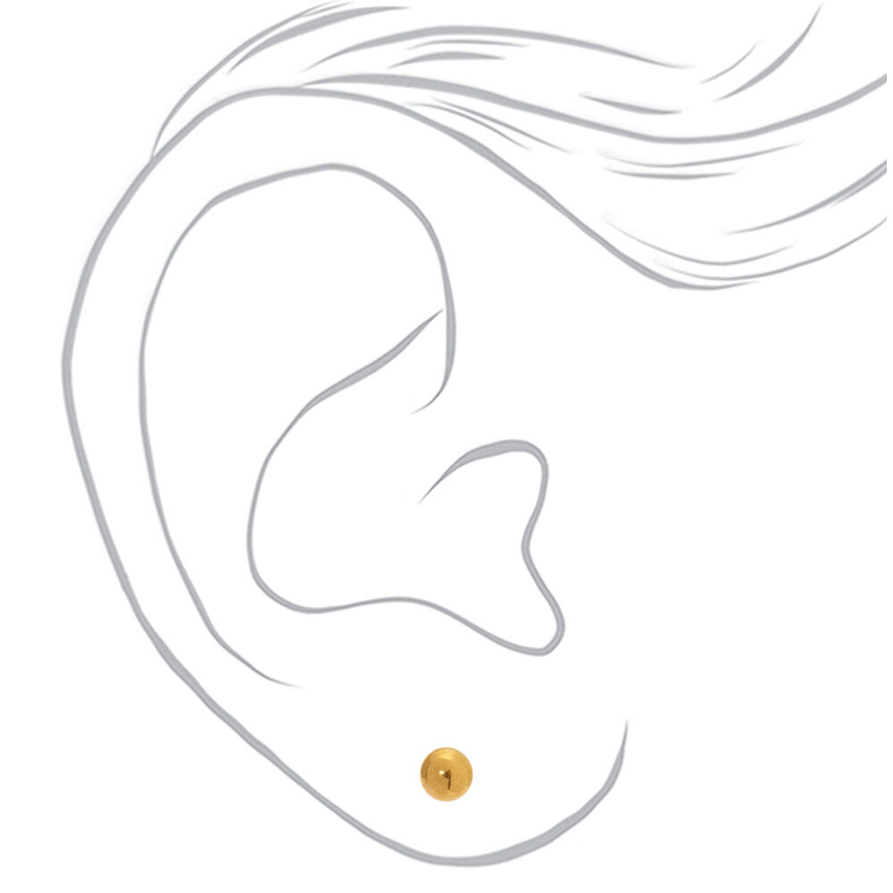 Gold Titanium 5MM Ball Stud Earrings,