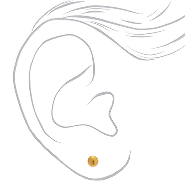 Gold Titanium 5MM Ball Stud Earrings,