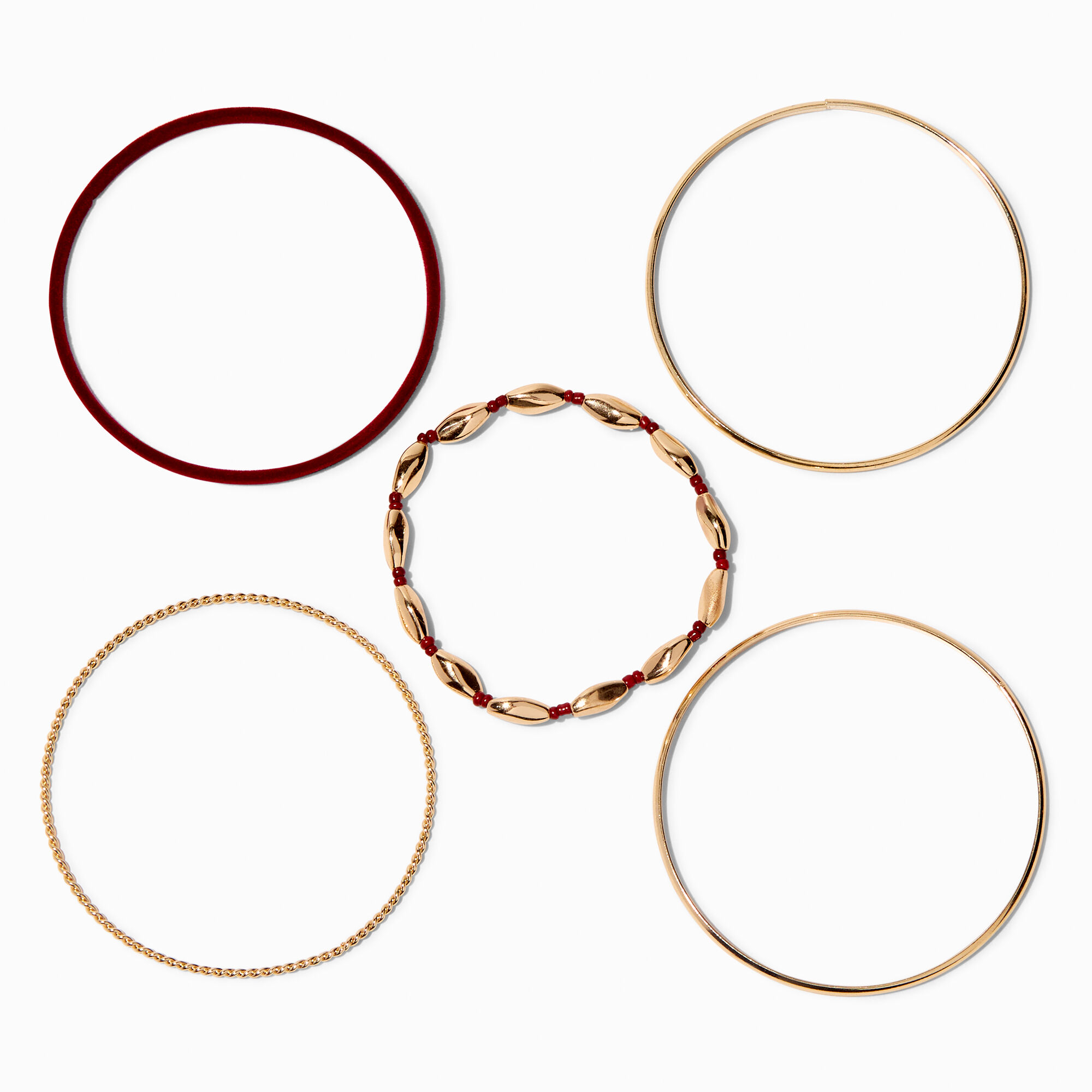 Red & Gold Bangle Bracelets - 5 Pack,