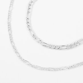 Silver Chunky Figaro Chain Link Necklace Set - 2 Pack,