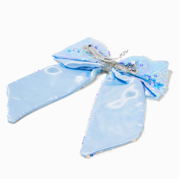 Blue Holographic Sequin Bow Hair Clip,