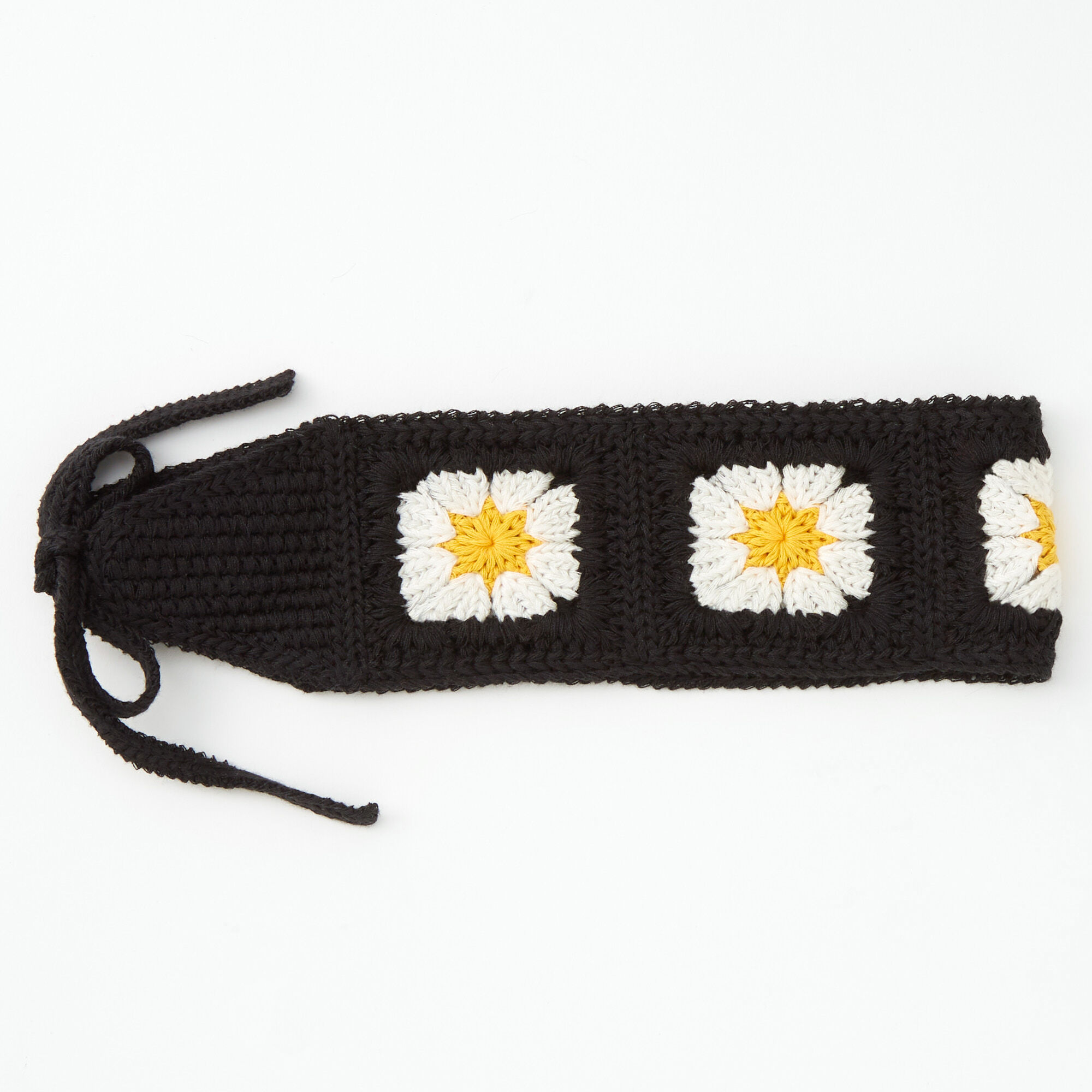 Floral Crochet Black Headwrap,
