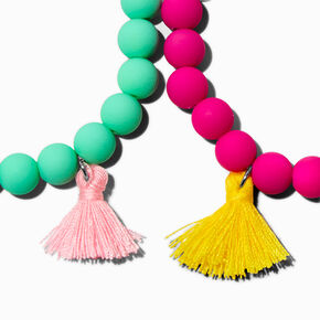Claire&#39;s Club Rainbow Matte Tassel Stretch Bracelets - 3 Pack,