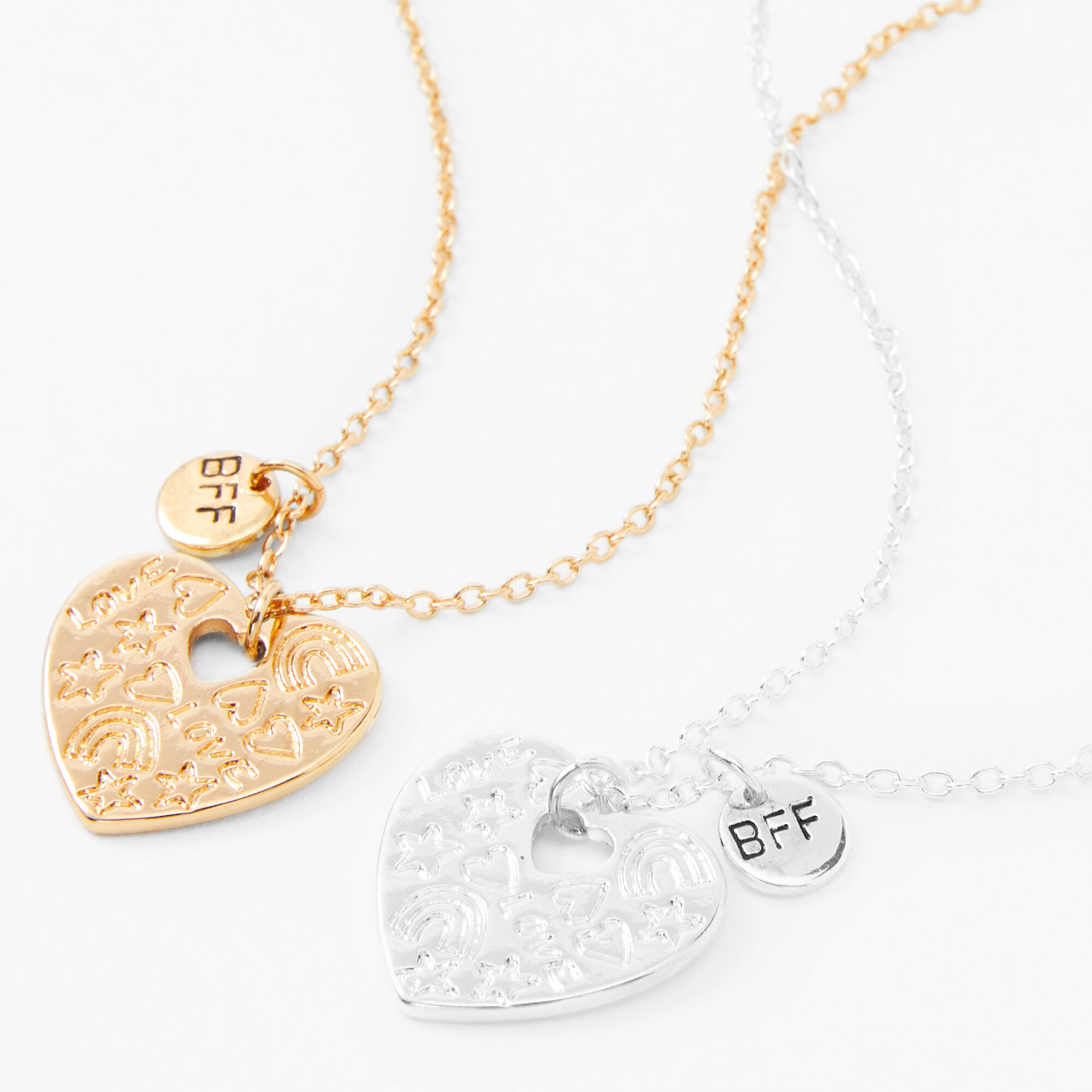 Best Friends Mixed Metals 16'' Graffiti Heart Pendant Necklaces - 2 Pack,