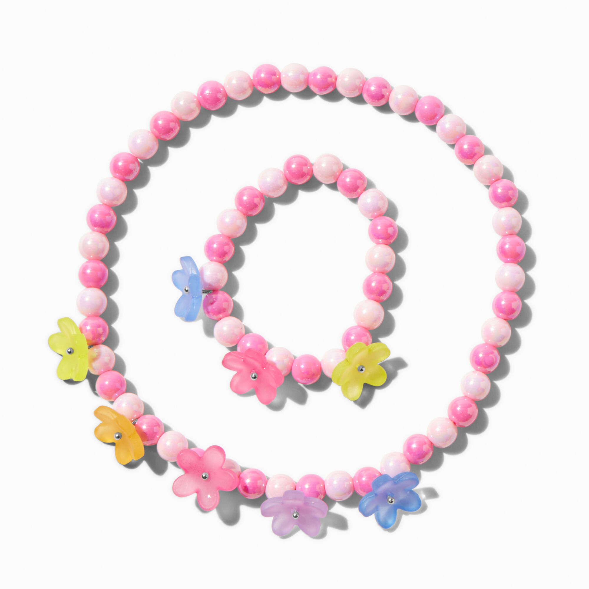 Claire's Club Flower Pink Beaded Jewelry Set - 2 Pack,