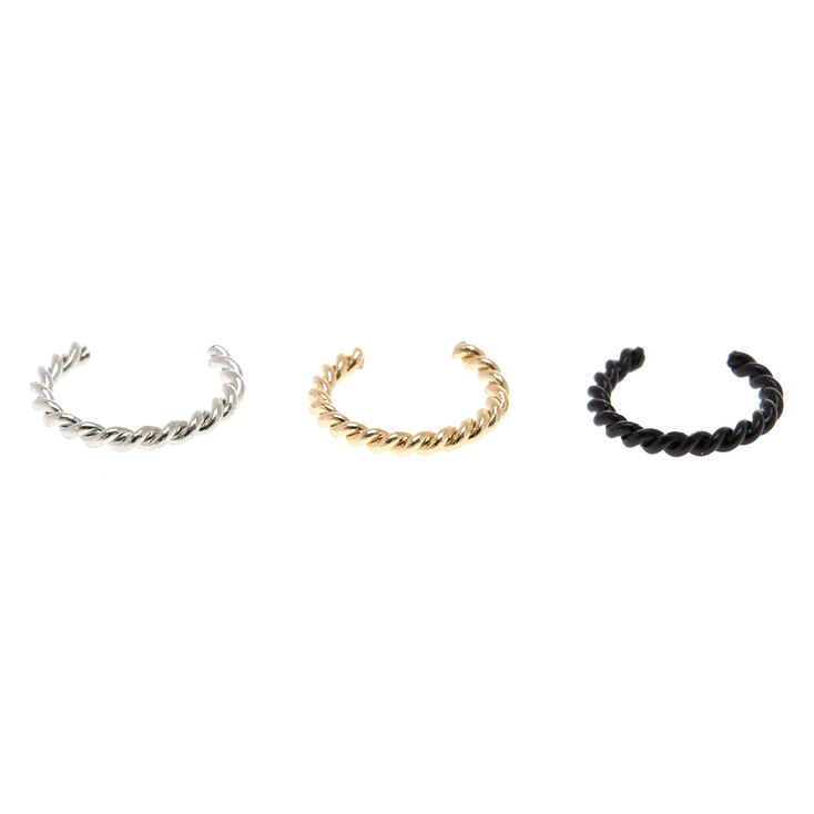 Mixed Metal Braided Twist Faux Nose Rings,