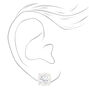 Silver Round Cubic Zirconia Halo Stud Earrings,