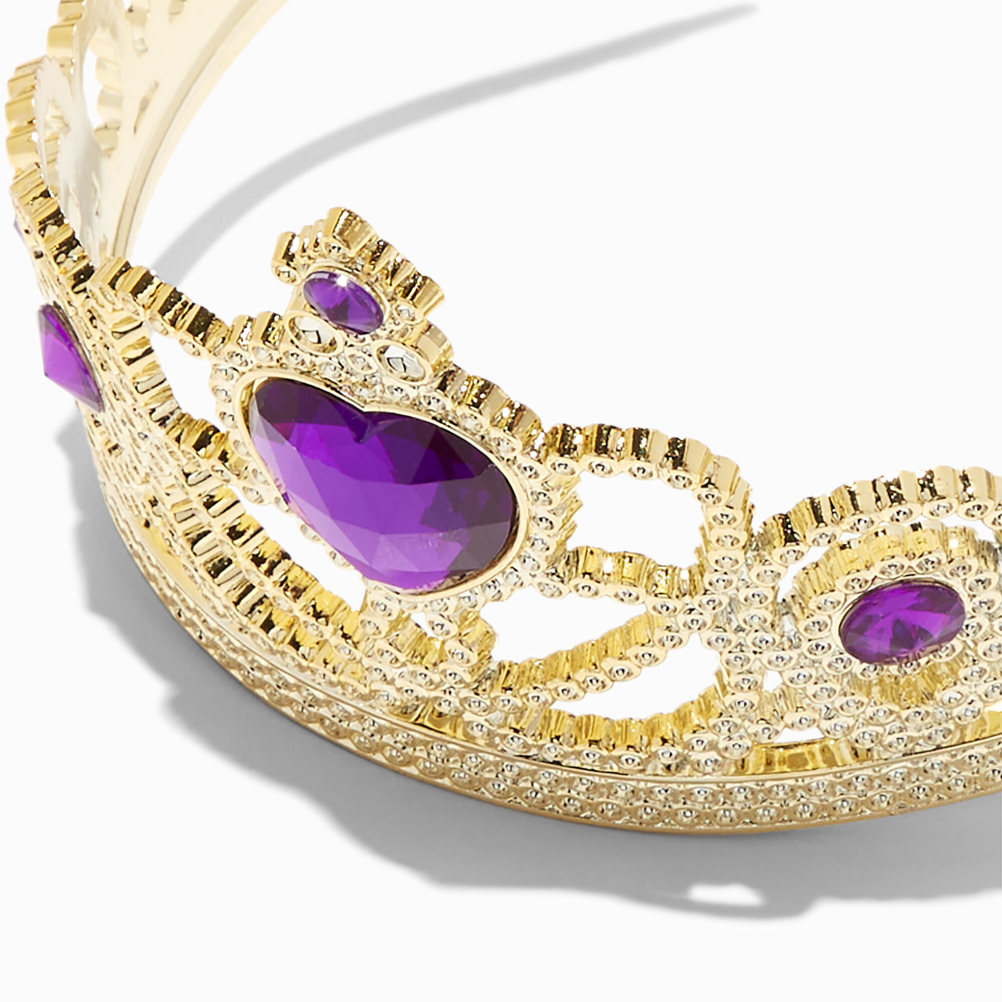 Claire's Club Dark Purple Heart Dangle Gold Crown,