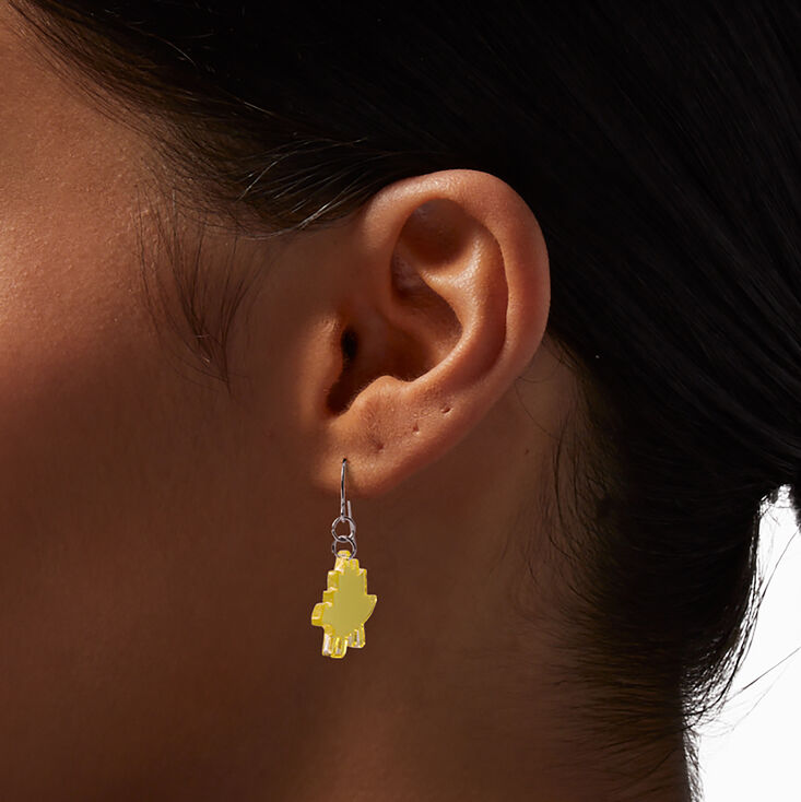 Yellow Stegosaurus Dinosaur Drop Earrings,