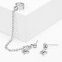 Silver 1.75&quot; Snake Cuff Connector Drop Earrings,