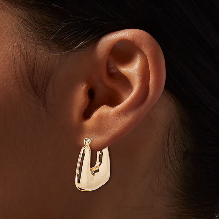 Gold-tone Textured Mixed Hoop Earring Stackables Set - 3 Pack,