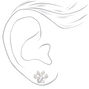 Silver-tone Cubic Zirconia 10MM Paw Print Stud Earrings,