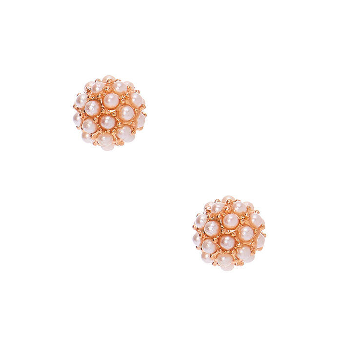 Claire's Clous d'oreille boule de feu perle d'imitation couleur doré rose