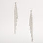 Silver-tone Rhinestone 3.5&quot; Tiered Linear Drop Earrings,