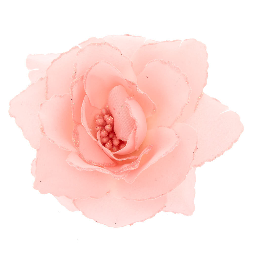 Large Rose Hair Flower Barrette - Pink,