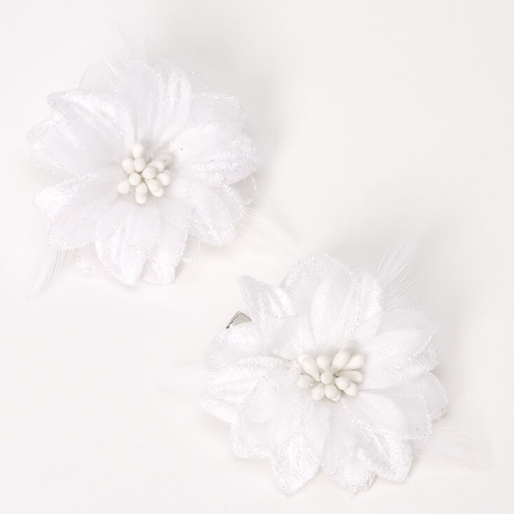 Lily Flower Hair Clips - White, 2 Pack,