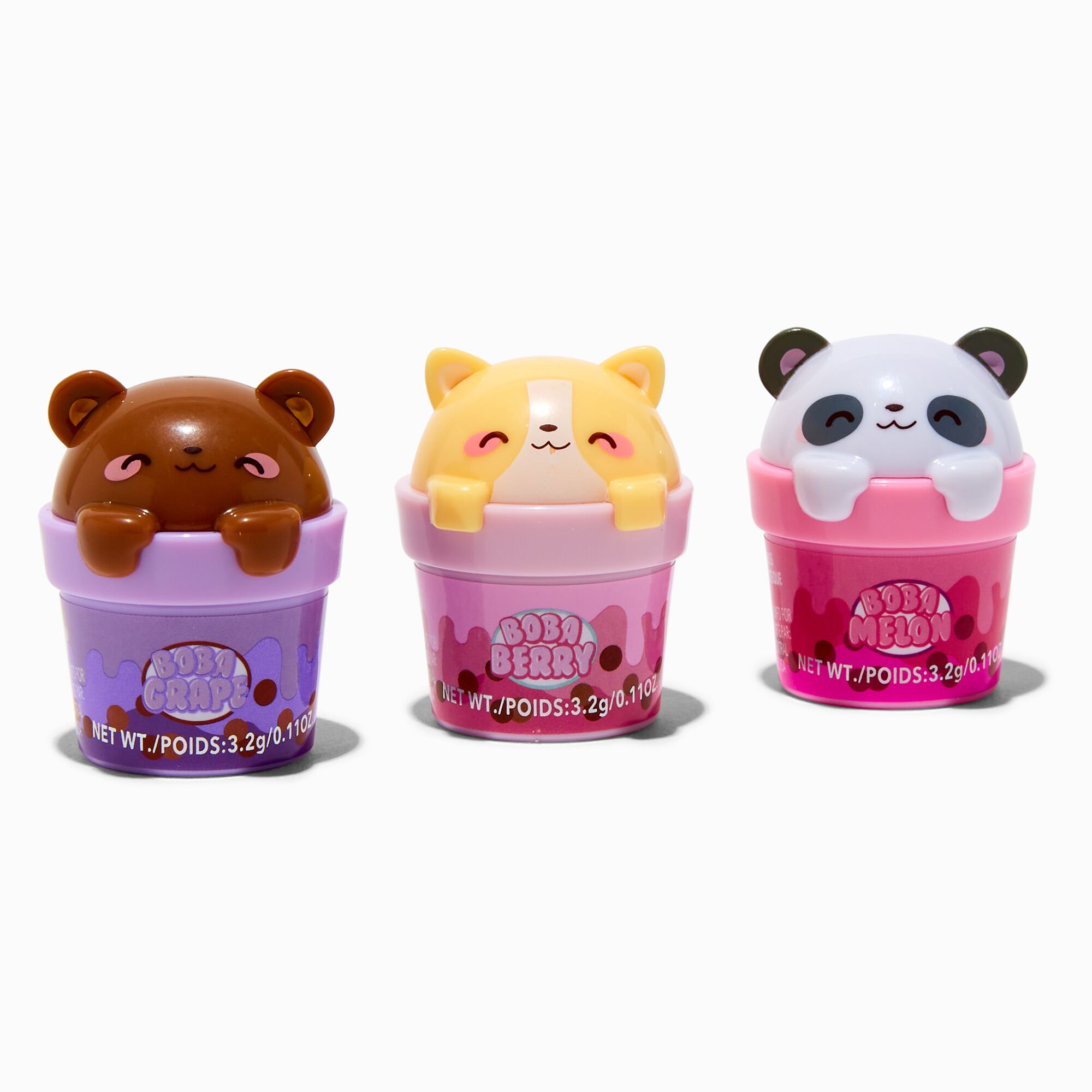 View Claires Critter Boba Lip Balm Set 3 Pack information
