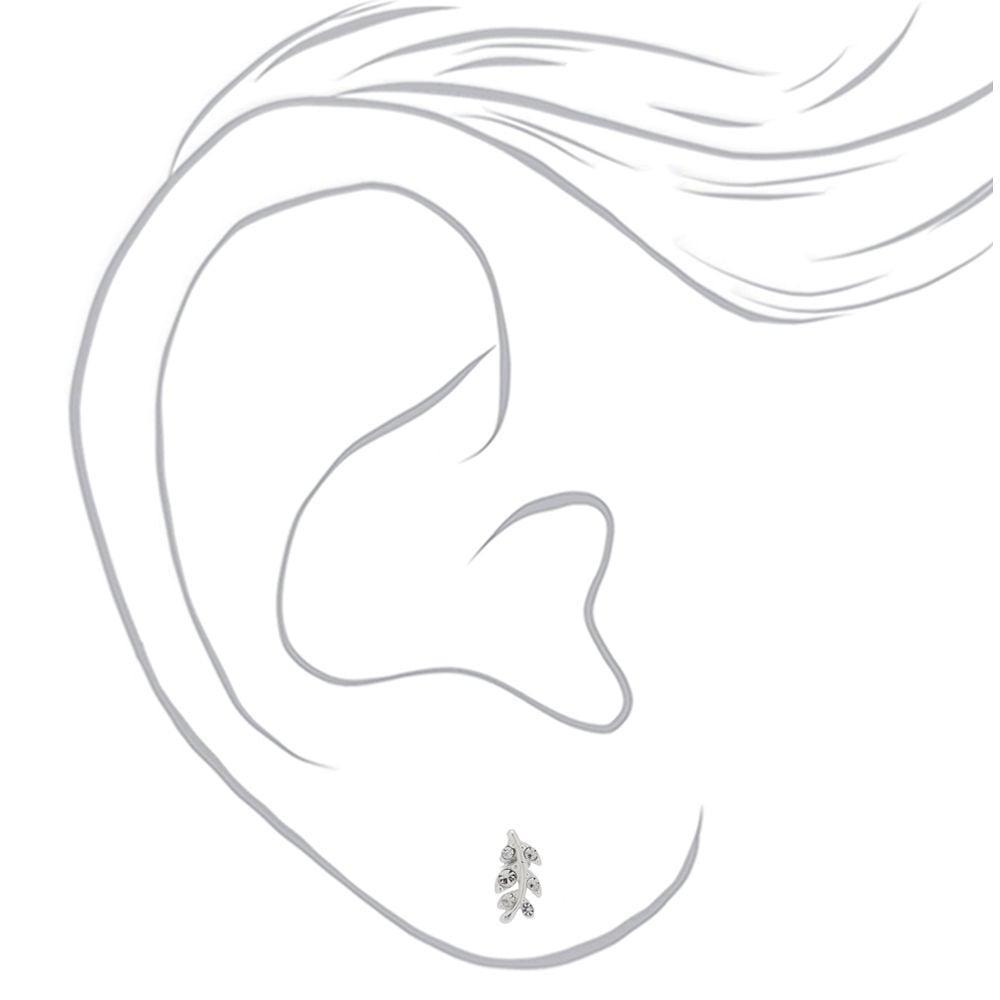 Clous d'oreille feuille en argent,