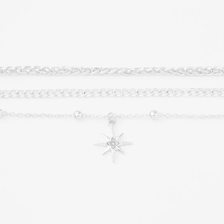 Silver Celestial Chain Bracelets - 3 Pack,