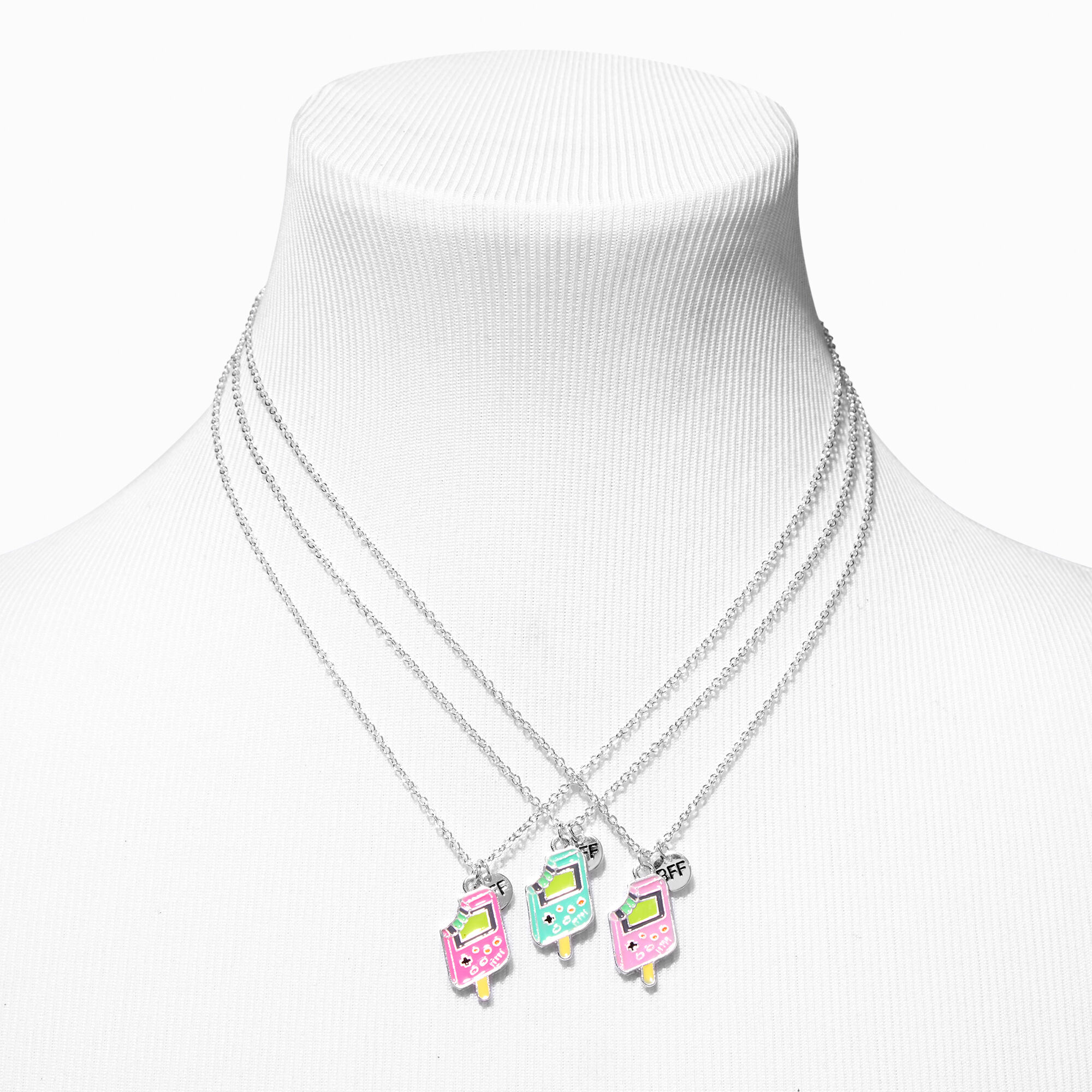 Best Friends Glow-In-The-Dark Video Game Ice Cream Pendant Necklaces - 3 Pack,