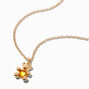 Gold November Birthstone Teddy Bear Pendant Necklace,