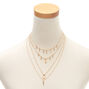 Gold Boho Crystal Multi Strand Necklace,