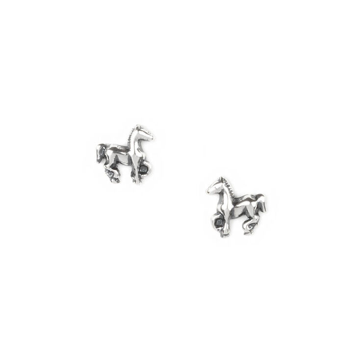 Sterling Silver Horse Stud Earrings Claire S Us Sterling Silver Horse Stud Earrings