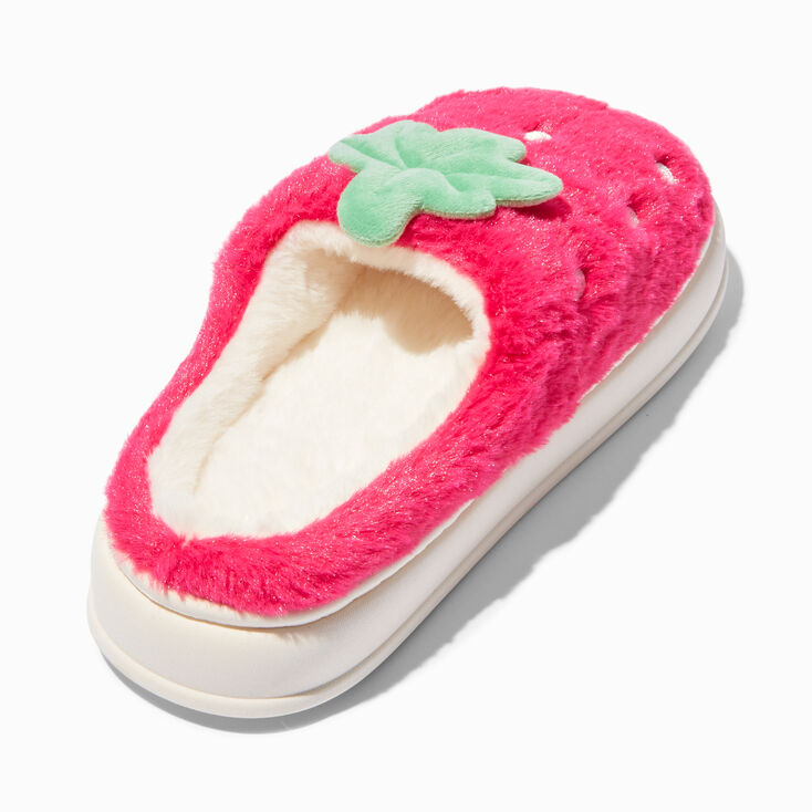 Claire&#39;s Club Pink Strawberry Plush Slippers,