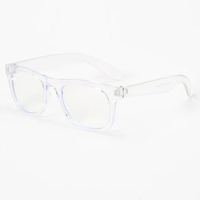 Claire&#39;s Club Solar Blue Light Reducing Retro Clear Lens Clear Frames,