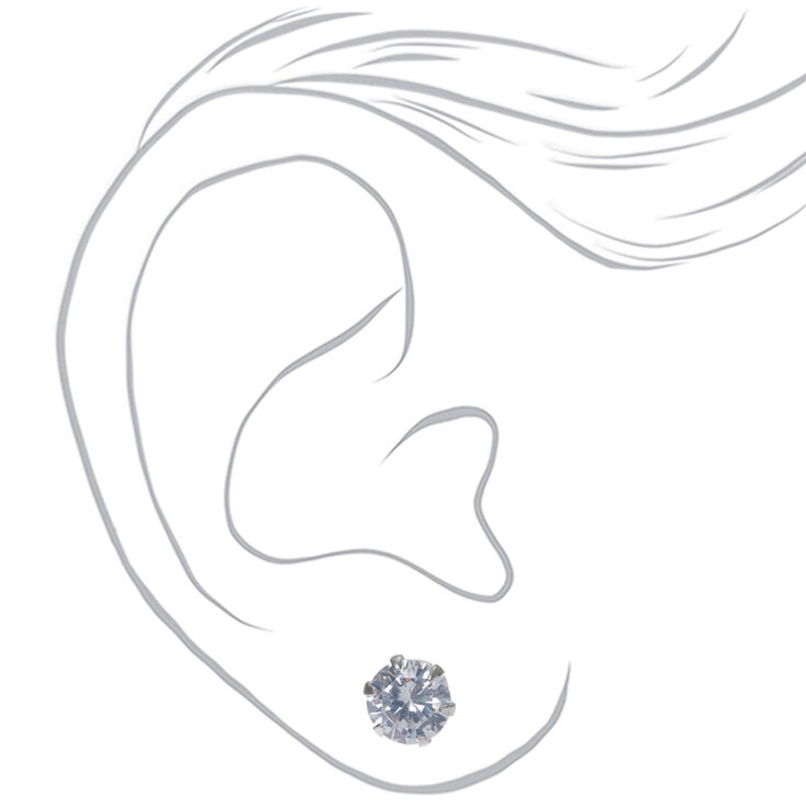 C LUXE by Claire&#39;s Sterling Silver Cubic Zirconia 6mm Round Stud Earrings,