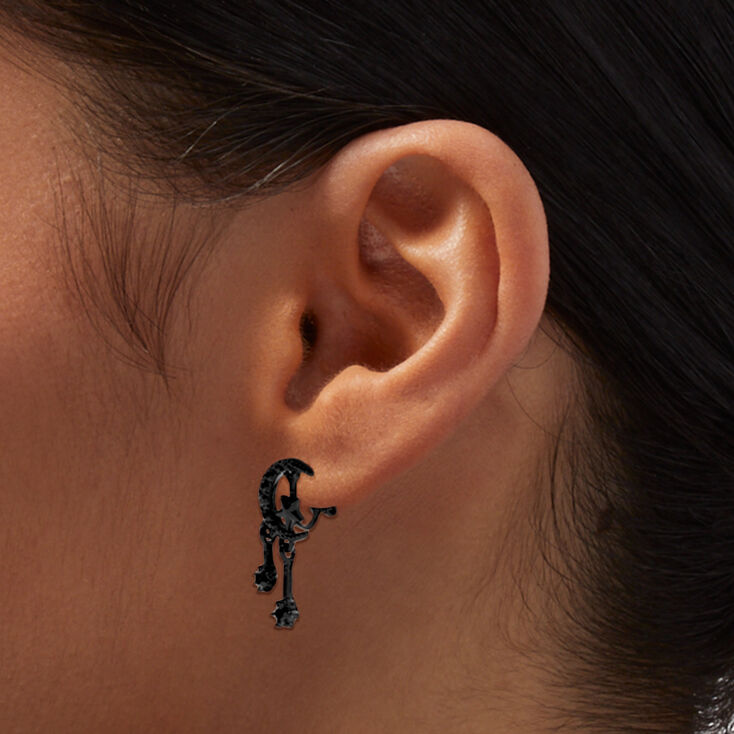 Black Crystal Celestial Clip-On Earrings,