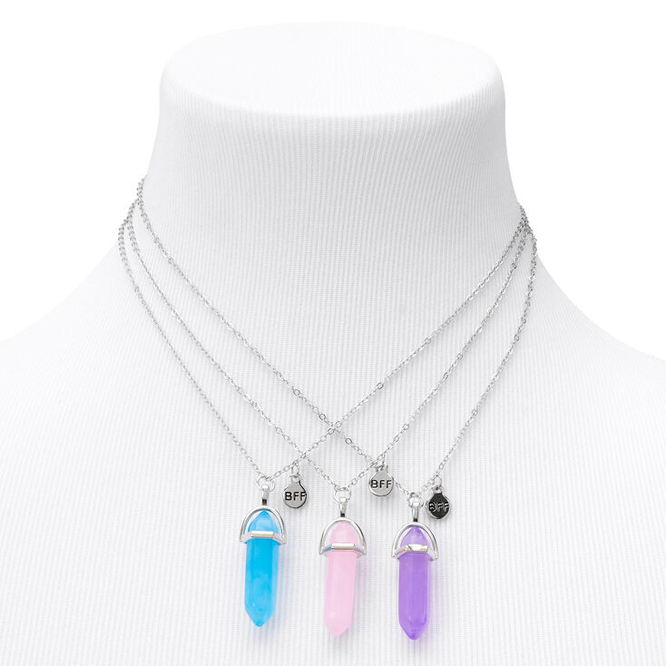 Silver-tone Best Friends Gem Pendant Necklaces - 3 Pack,