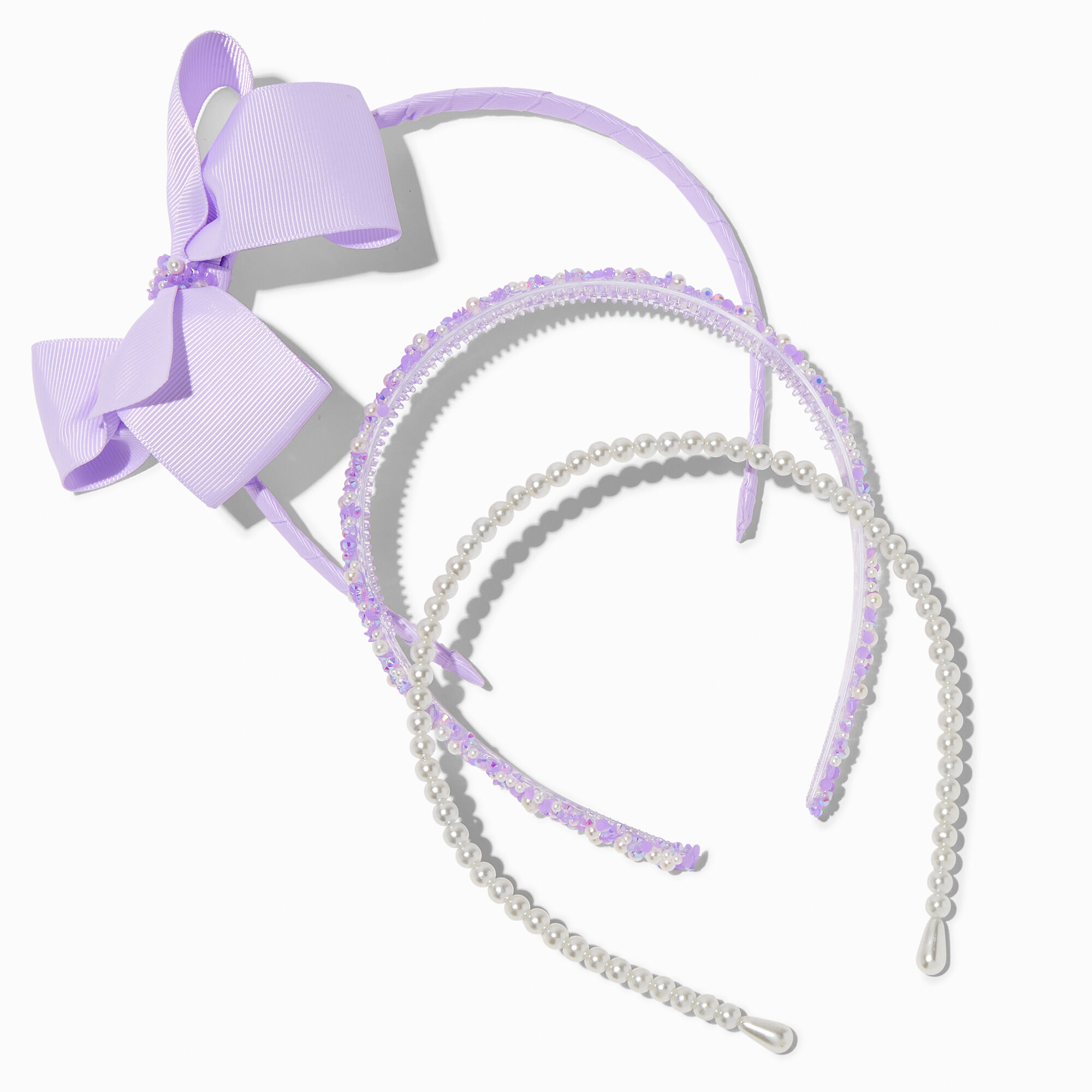 View Claires Club Mermaid Bling Pearl Loopy Bow Headbands 3 Pack information