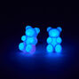 Pink 0.5&quot; Gummy Bear Glow In The Dark Stud Earrings,