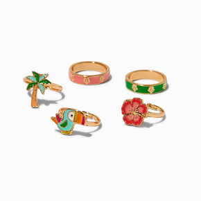 Claire&#39;s Club Summer Enamel Gold-tone Rings - 5 Pack,