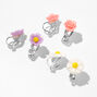 Carved Flower Clip On Earrings - 3 Pack,